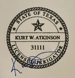 State of Texas licensed irrigator seal